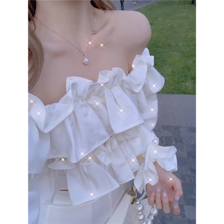 Áo trễ vai bánh bèo tiểu thư croptop chất đũi lụa mềm mại sang chảnh A646 CARINA