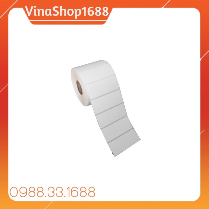 Decal thường in tem nhãn 80x40 mm, cuộn 50m, in bằng máy mực