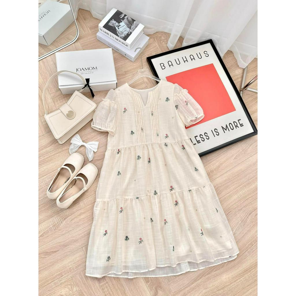 Váy đầm bầu hoa nhí baby doll cao cấp Joamom V324
