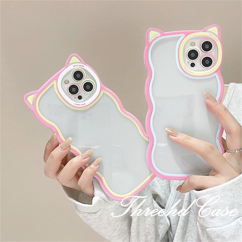 Ốp Điện Thoại Mềm Họa Tiết Tai Mèo Màu Kẹo Cho iPhone 14 13 12 11 Pro Max SE2020 X XR Xs Max 7 8 6 6s Plus