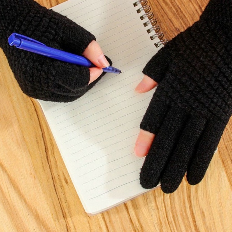 (CAO CẤP) Găng tay len dày màu trơn thiết kế 2 đầu ngón tay hở chạm màn hình cảm ứng, gang/bao tay đẹp