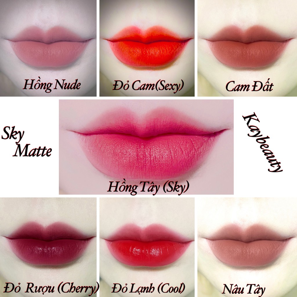 (HOT HOT) SON KEM LÌ MỊN MÔI SKY MATTE MÀU ĐỎ CHERRY