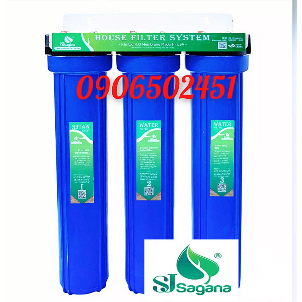 Bộ lọc nước sinh hoạt - Lọc nước thô đầu nguồn 3 cấp ly 20INCH Chuẩn dùng cho gia đình 30a