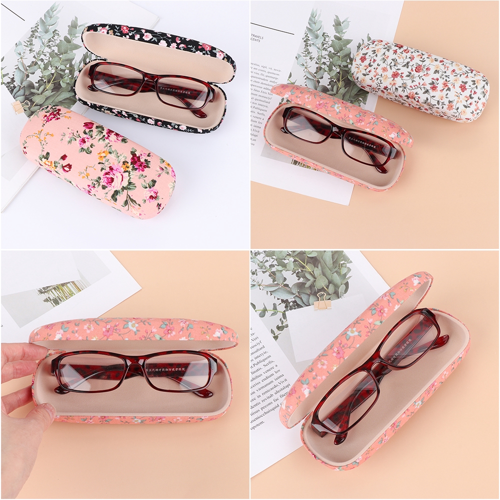 Hộp cứng để đựng mắt kính họa tiết hoa hình chữ nhật dễ thương bắt mắt