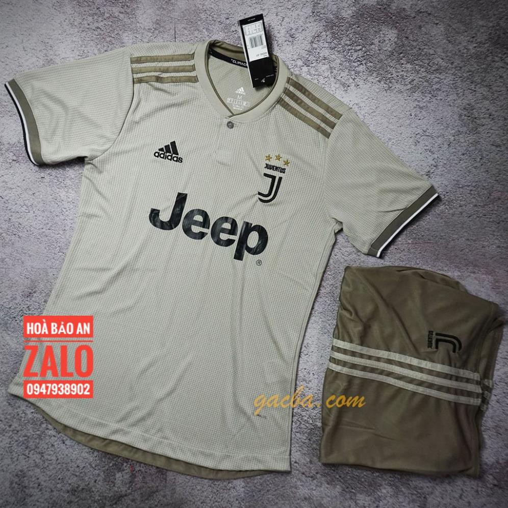 Áo Juventus mùa 2018-2019 sân khách/Freeship/ Bộ quần áo đá banh Juventus sân khách màu xám cực chất  ༷