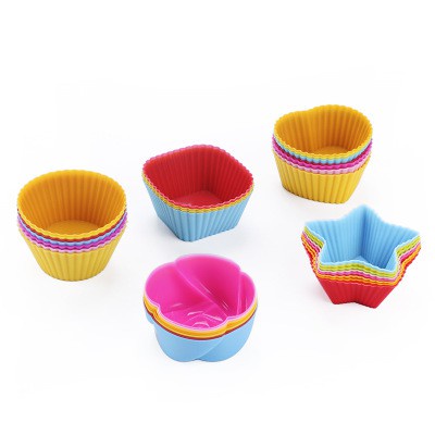 Khuôn silicon hình tròn, sao, trái tim làm bánh cupcake, muffin và ăn dặm cho bé