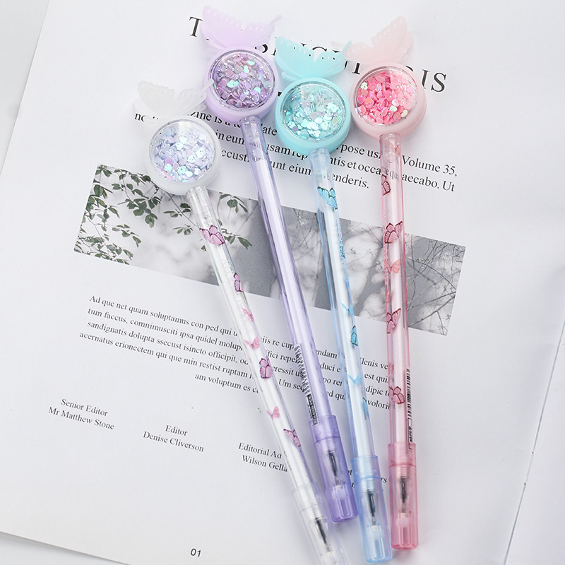 Bút viết mực gel RUIXIANG có đầu gôm hình bướm đáng yêu