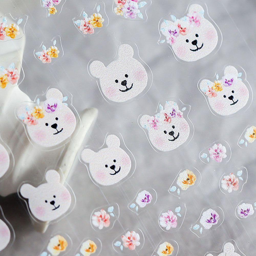 Miếng Dán Trang Trí Móng Tay Hình Gấu Hoạt Hình Dễ Thương