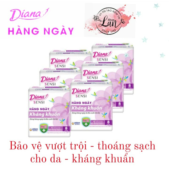 Băng vệ sinh DIANA hằng ngày mỏng, nhẹ, kháng khuẩn,siêu thoát ẩm, kiểm soát mùi hiệu quả