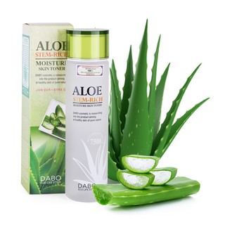 Hàng Chính Hãng - Nước Hoa Hồng Lô Hội Trắng Mịn Da Se Khít Lỗ Chân Lông Dabo Aloe Stem Rick Toner Hàn Quốc 150ml