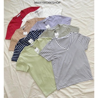 Áo thun cổ tim V neck basic tee Mint Maxy Workshop