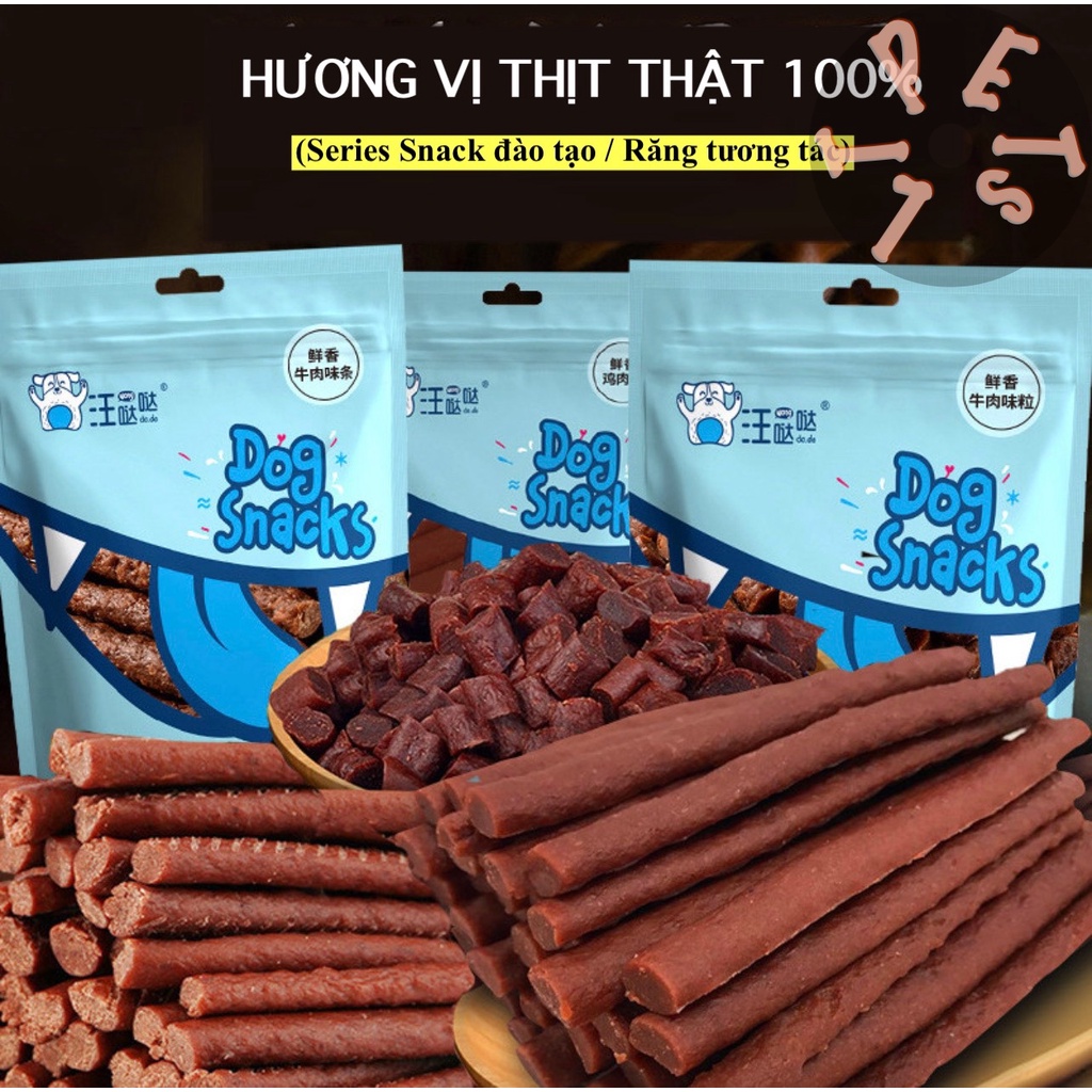 Thịt bò,gà,vịt tươi sấy khô Dog snacks- bánh thưởng cho cún cưng gói 400g