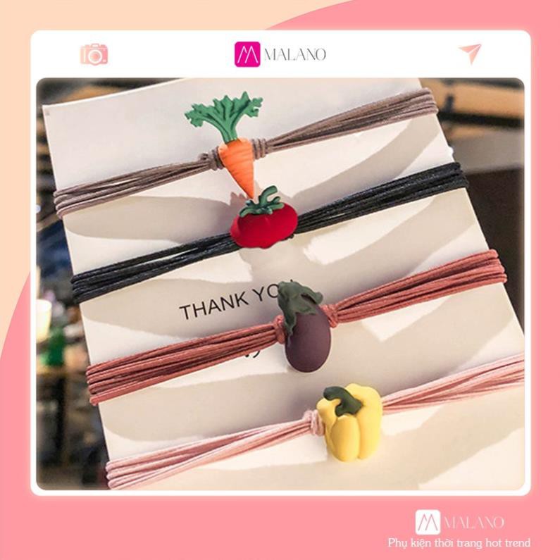 Dây Buộc Tóc SOLANO Dây Cột Tóc Hàn Quốc Nhiều Màu Chất Liệu Thun Buộc Tóc Hình Củ Quả Xinh Xắn Cho Nữ FA-001236
