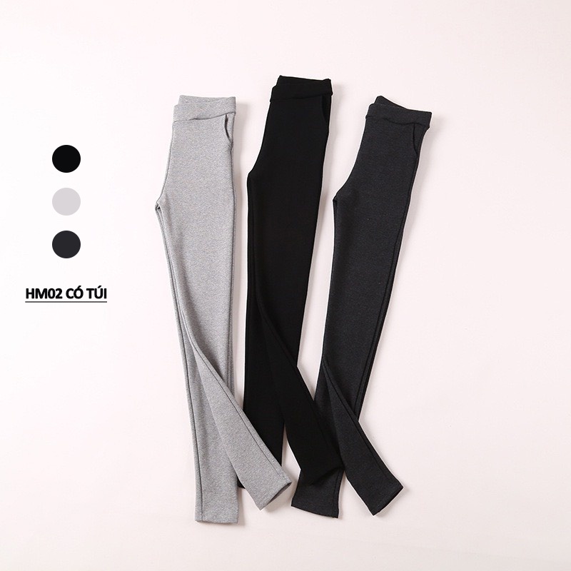 Quần legging dài nữ hffm có túi cạp cao nâng mông cotton dày dặn cao cấp ChiChi HM02