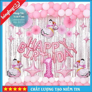 COMBO Set Bóng Trang Trí Sinh Nhật Cho Bé Gái Tuổi Gà, Bóng Bay Cho Bé Chip Màu Hồng Dễ Thương [Siêu Đẹp Mà Dễ Làm]