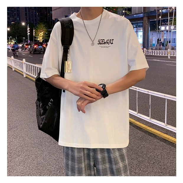 Áo thun unisex, áo phông tay lỡ from rộng chất liệu cotton mát in hình chữ SIEWARI