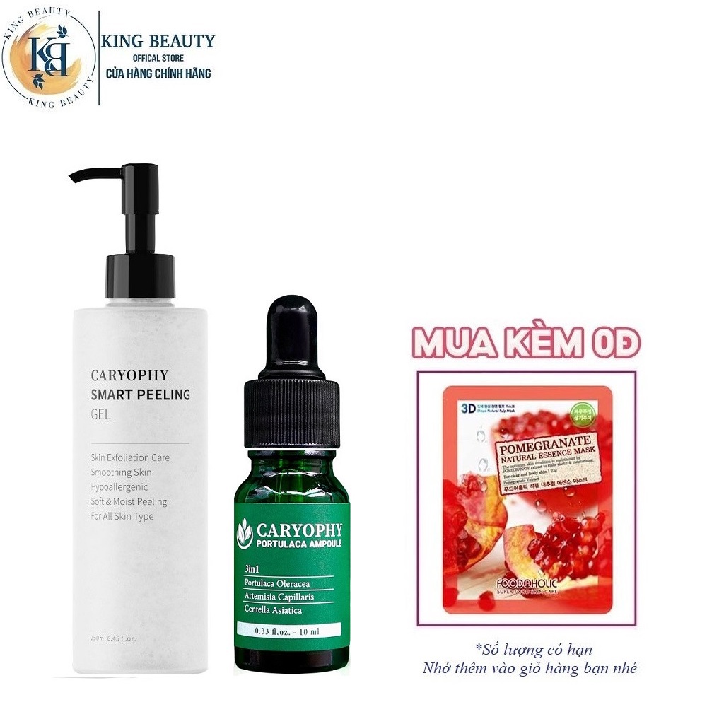 Combo 2 Sản Phẩm Tẩy Tế Bào Chết và Giảm Mụn Thâm Caryophy (Gel tẩy tế bào chết 250ml, Serum 10ml)