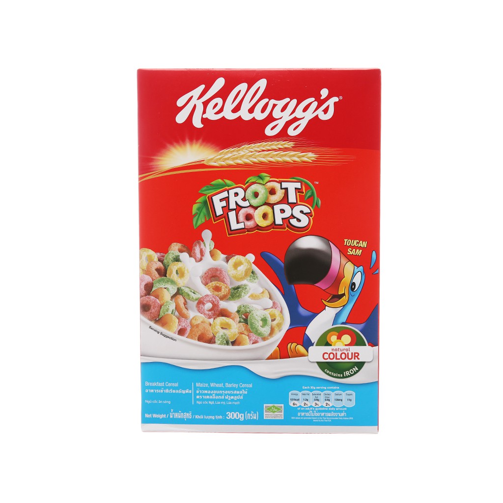 [Mã GROADO2 giảm 10% đơn 150K] Bánh/Ngũ cốc ăn sáng Kellogg’s Froot Loops (Trái cây) - Hộp 160/300g