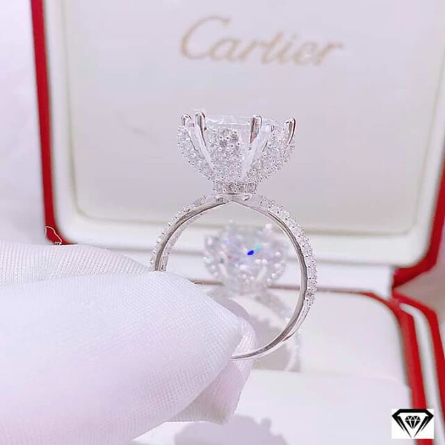 NHẪN BẠC NỮ MẶT ĐÍNH ĐÁ BẢN TO CAO CẤP