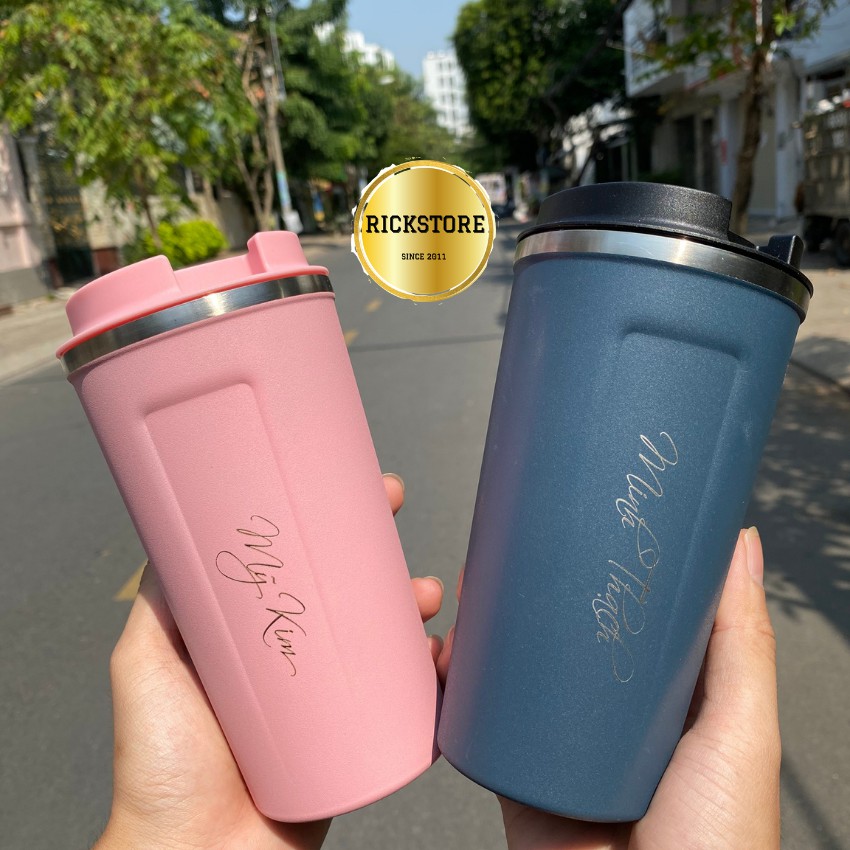 Bình Giữ Nhiệt Cafe Kèm Khắc Tên, coffee Inox 304 Giữ Lạnh 4-10 Tiếng, Cao Cấp Cầm Tay Nhập Khẩu - Rick Store