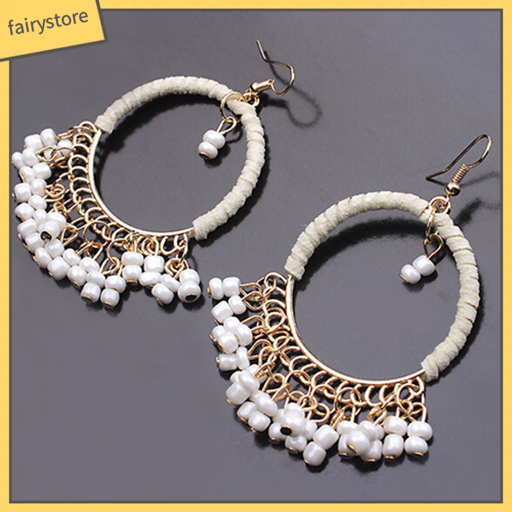 1 Đôi Bông Tai Hợp Kim Tua Rua Phong Cách Boho