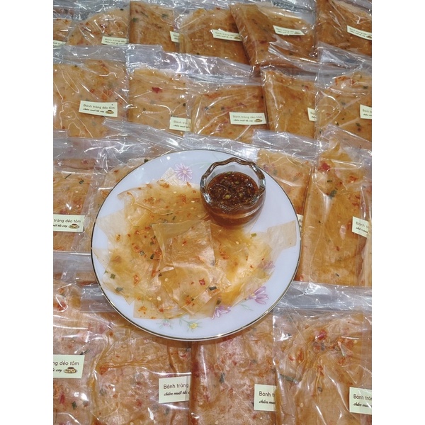 Bánh tráng dẻo tôm chấm muối tắc cay - bì lớn 5xấp bánh to