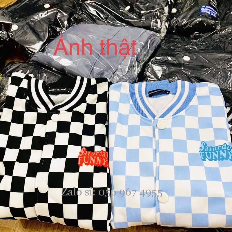 Áo khoác Bomber caro unisex nam nữ