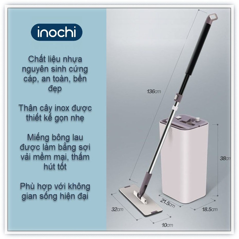 Bộ cây lau nhà thông minh tự vắt Inochi MOP-Z9 Hàng xuất Nhật