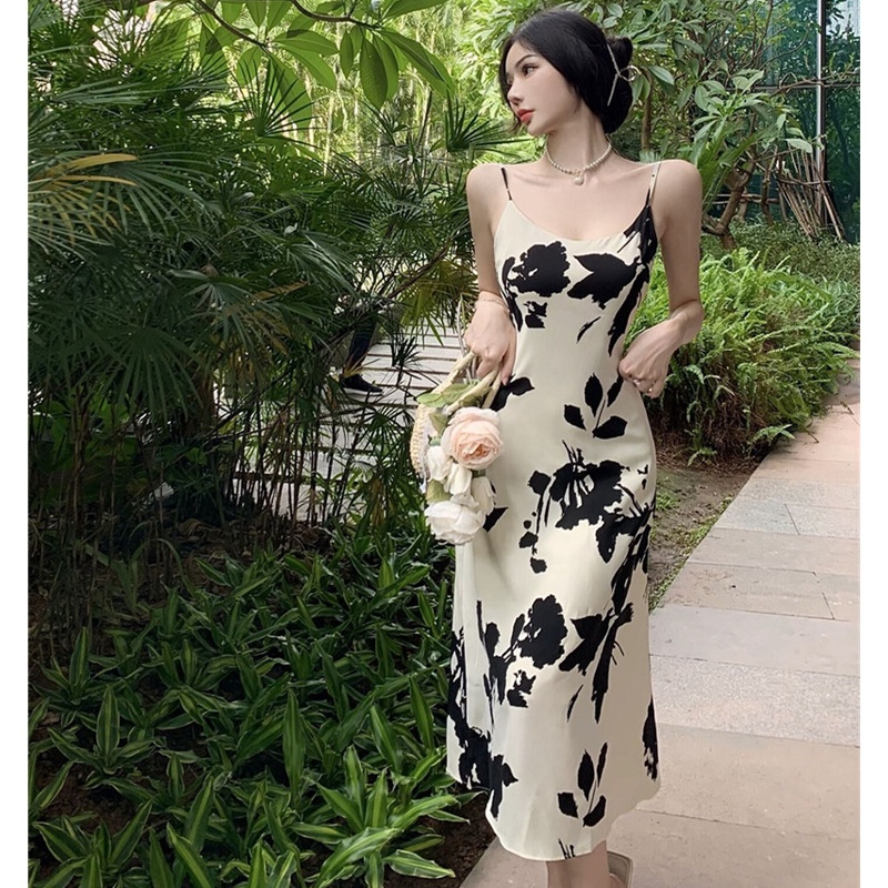 Đầm maxi Hai Dây Dáng Ôm Họa Tiết Hoa Thời Trang Mùa Hè Sang Trọng Cho Nữ