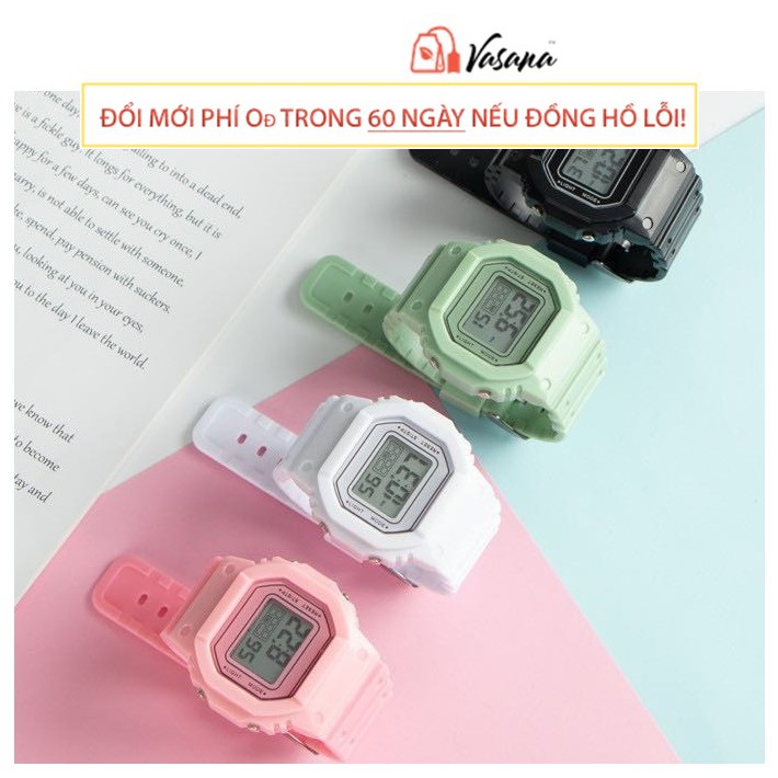 Đồng hồ đeo tay nữ chống nước giá rẻ đẹp mặt chữ nhật có đèn, ngày tháng năm, báo thức  - DH03