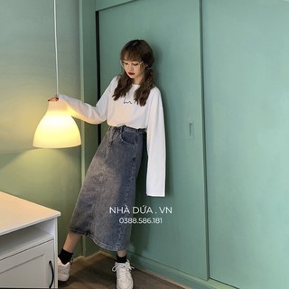 Chân váy Jean dài mặc đi học đi chơi đi làm Nhà Dứa