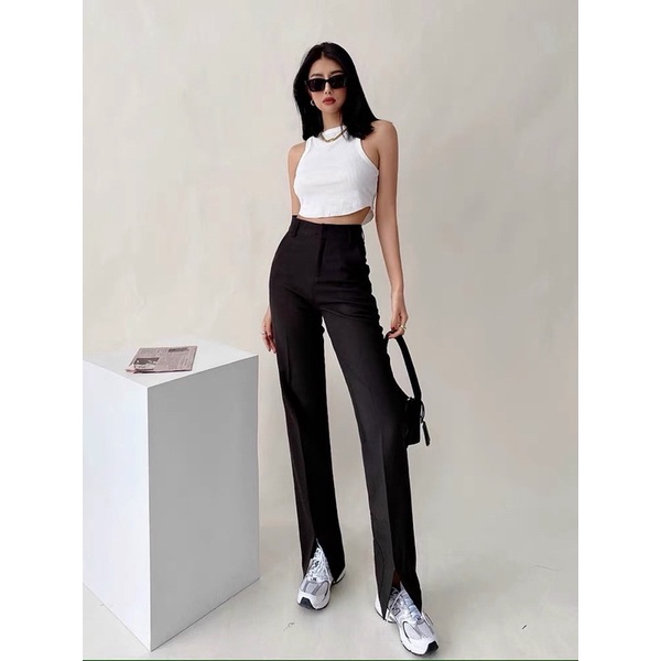 Áo croptop sát nách vạt bầu f21