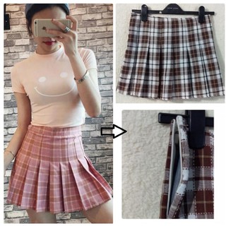 Chân váy xòe caro xếp ly tennis có quần trong ulzzang - mx