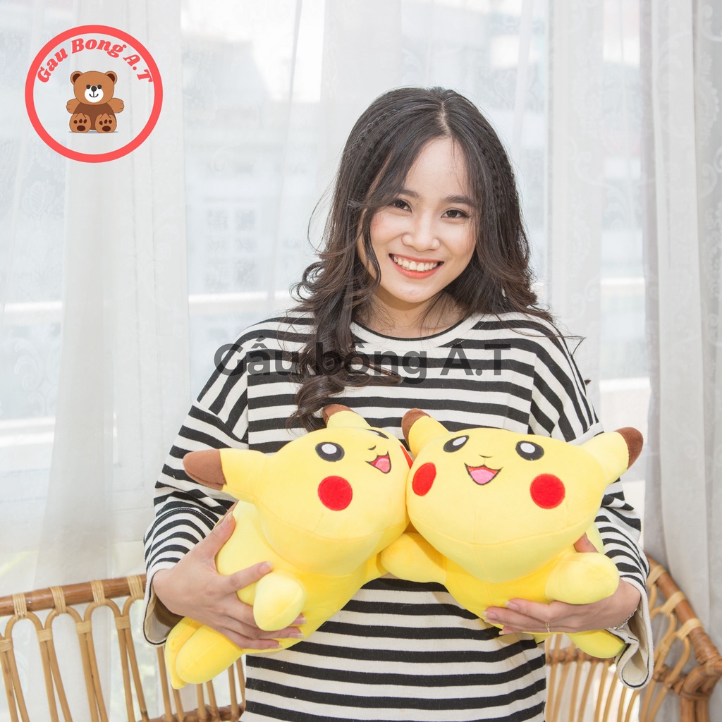 Gấu Bông, Thú Nhồi Bông Pikachu Gối Ôm dáng nằm GABOTABO màu vàng 40cm