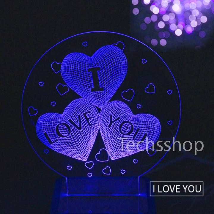 Đèn Led Trang Trí 3D I Love You Nguồn Usb 5V Sáng Nhiều Màu - Quà Tặng Sinh Nhật