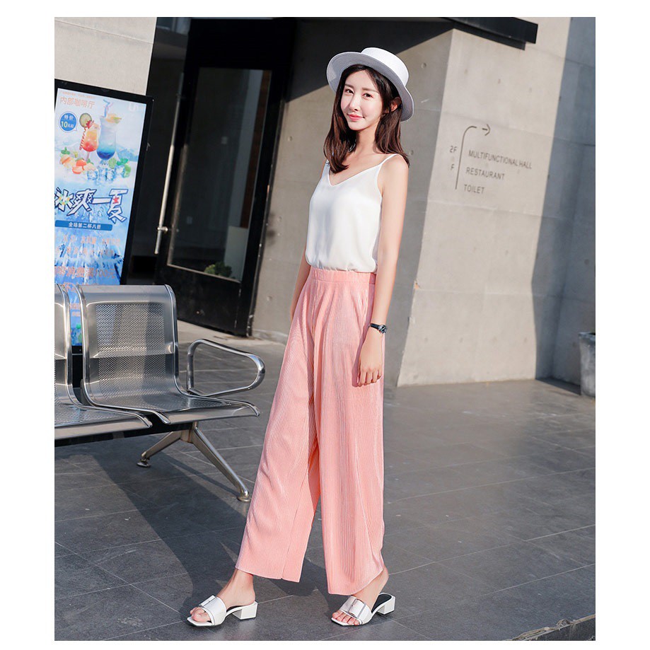 Quần culottes voan ống rộng