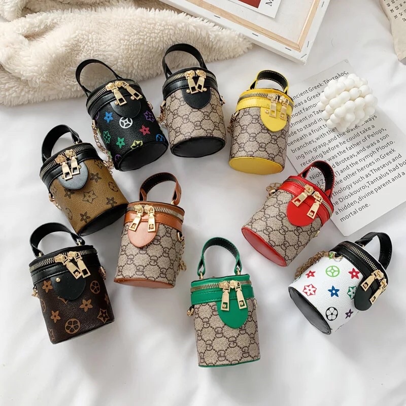 Túi Xách Cặp Lồng, Túi Đeo Chéo Mini Hình Trụ Cho Bé Siêu Sang