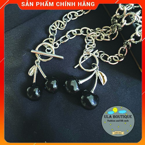 Cặp vòng tay và vòng cổ hợp kim black cherry ULA SHOP phong cách cá tính Hip Hop