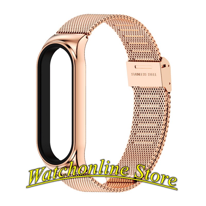 Dây đeo kim loại mắt lưới Xiaomi Mi band 7 / Miband 7 hiệu Mijobs khóa bấm