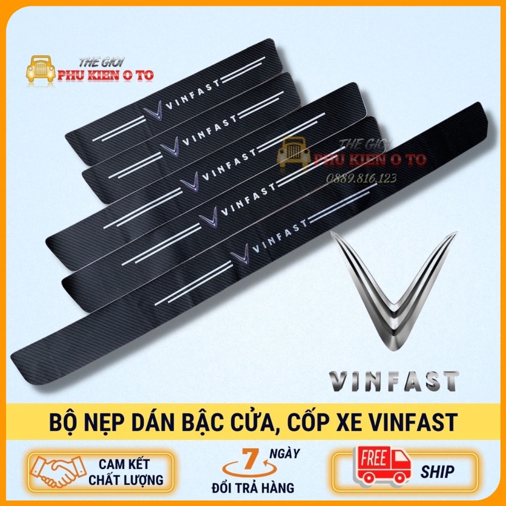 VINFAST - Bộ Miếng Dán Chống Trầy Xước Có Logo Hãng VINFAST Bảo Vệ Bậc Cửa Và Dán Cốp Xe Hơi, Xe Ô Tô