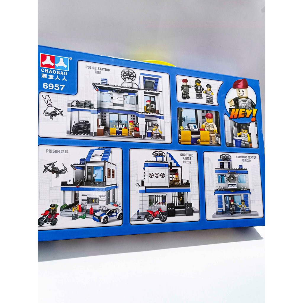 Lego trụ sở  cảnh sát - đồ chơi xếp hình lắp ráp xe ngôi nhà cảnh sát 6957