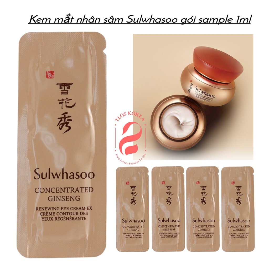 Kem mắt Sulwhasoo Nhân Sâm Concentrated Gingseng Renewing Eye Cream Ex -Làm mới, chống lão, cải thiện nhăn 1ml (2024)