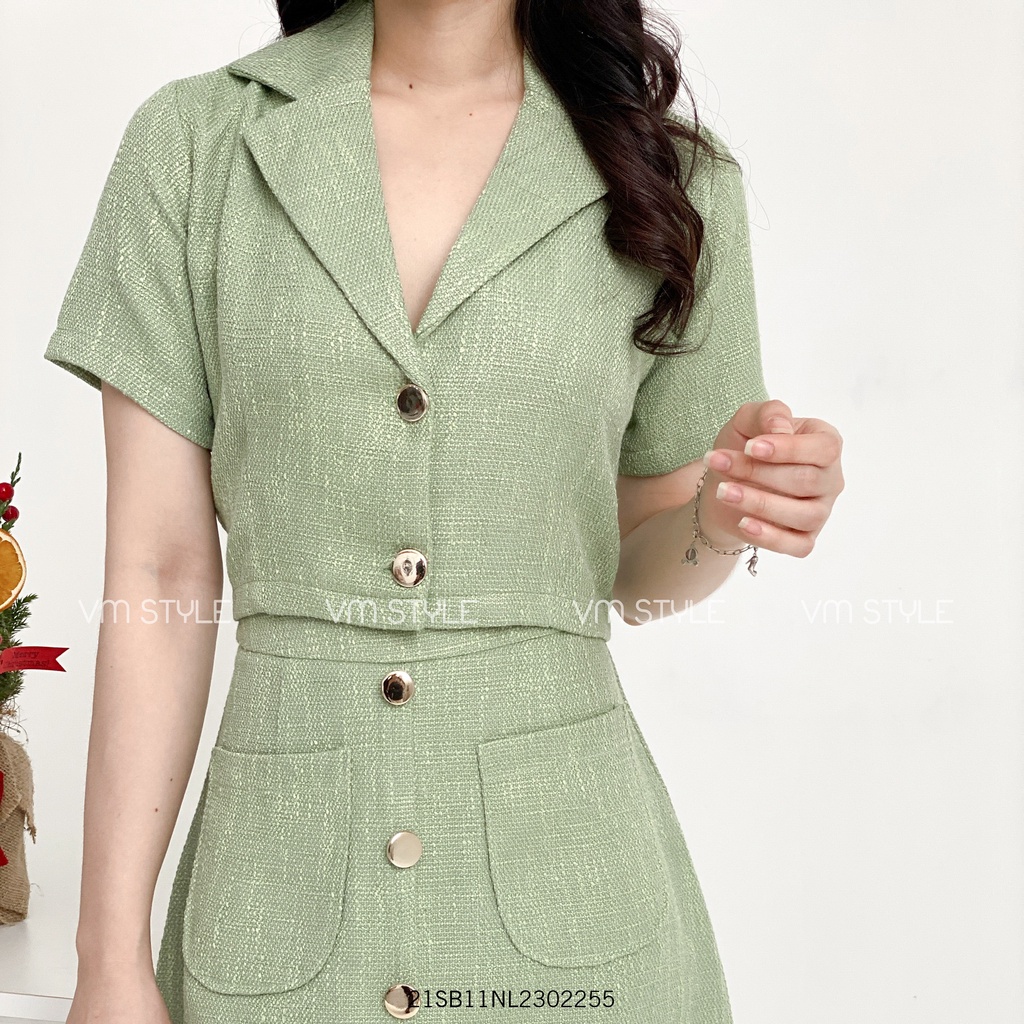 Set vest croptop tay ngắn + chân váy phối nút thời trang ulzzang Hàn Quốc Fmstyle Saigon 21SB11NL2302 | BigBuy360 - bigbuy360.vn