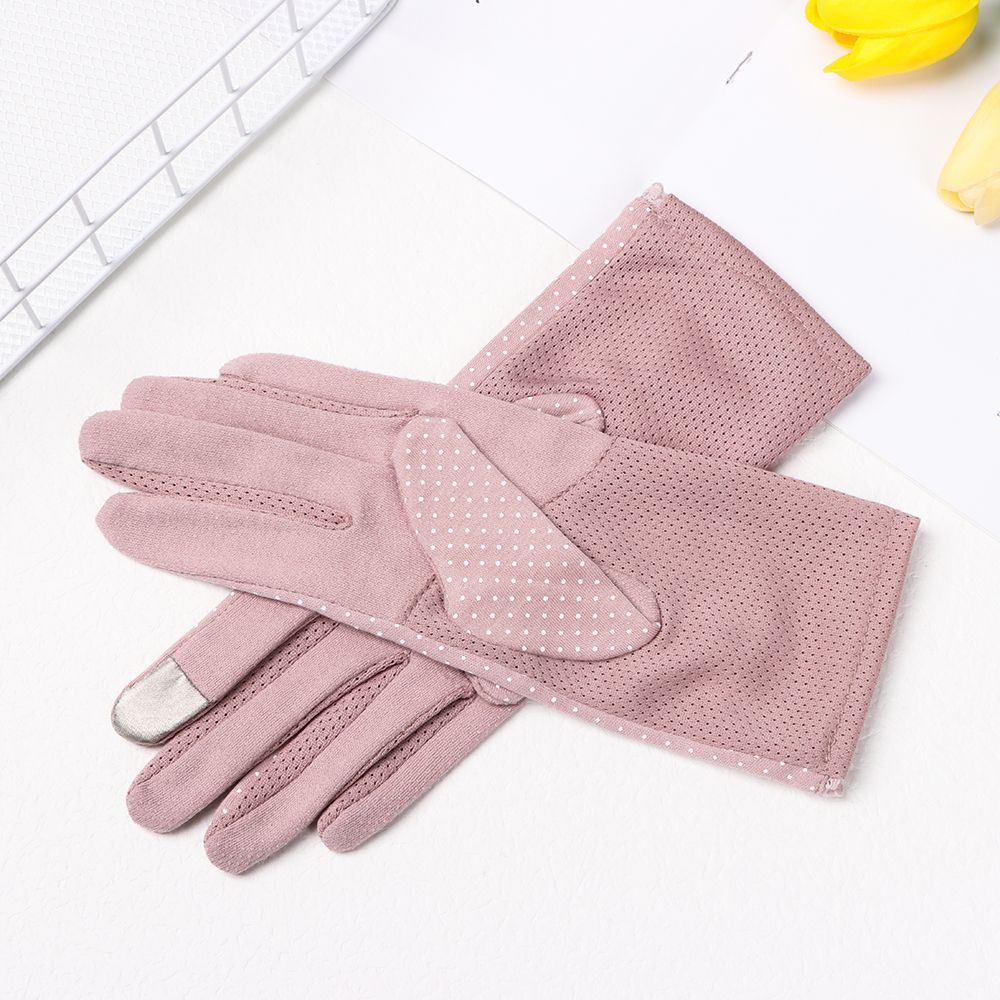 1 đôi găng tay lái xe chống nắng vải lụa lạnh mỏng có thể dùng màn hình cảm ứng thời trang cho nữ