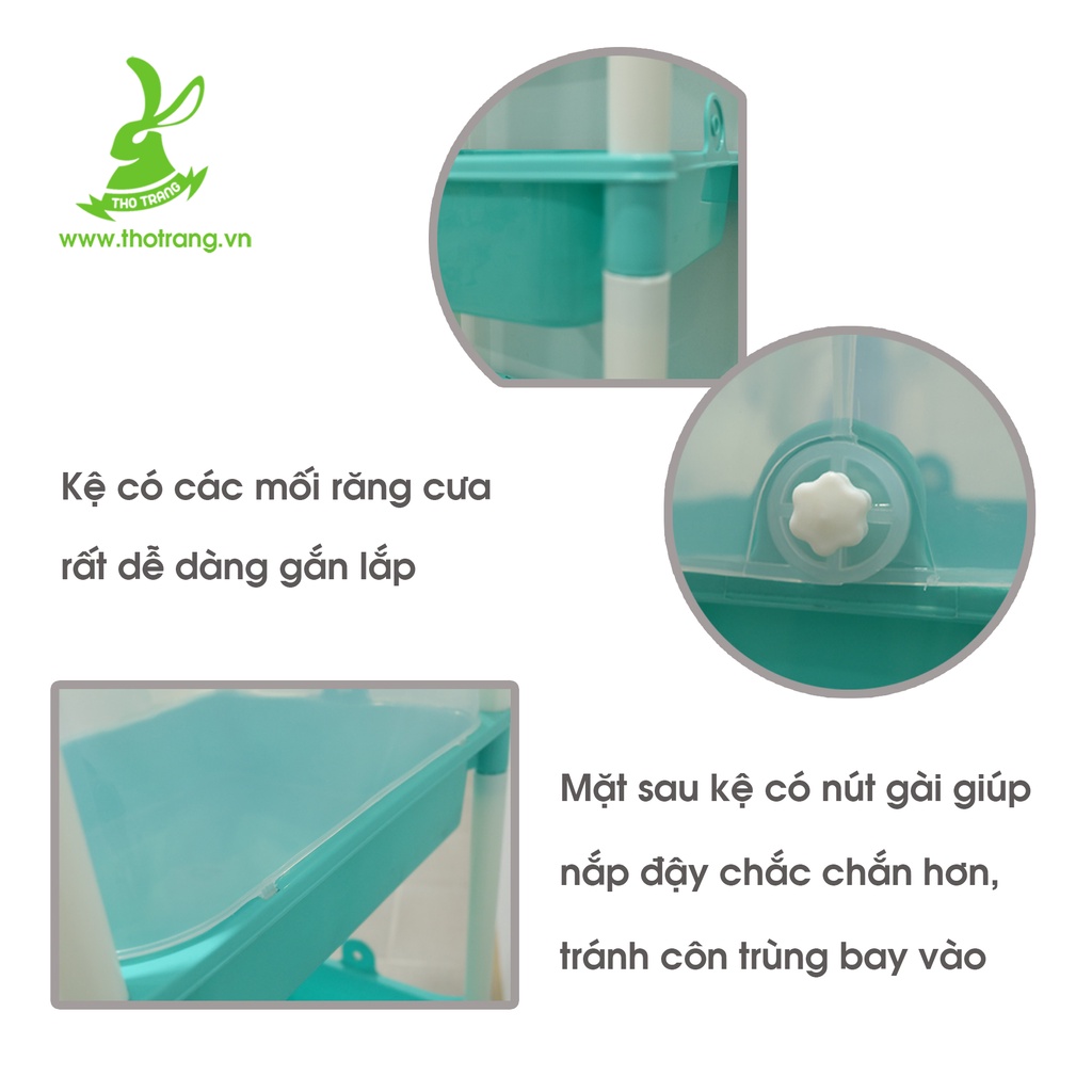 Kệ chén dĩa có nắp nhựa Hiệp Thành 3 tầng có thể tháo lắp 49 cm x 37cm x 1,13 m (Dài x Rộng x Cao)