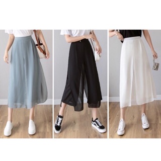Quần culottes xẻ tà 2 lớp
