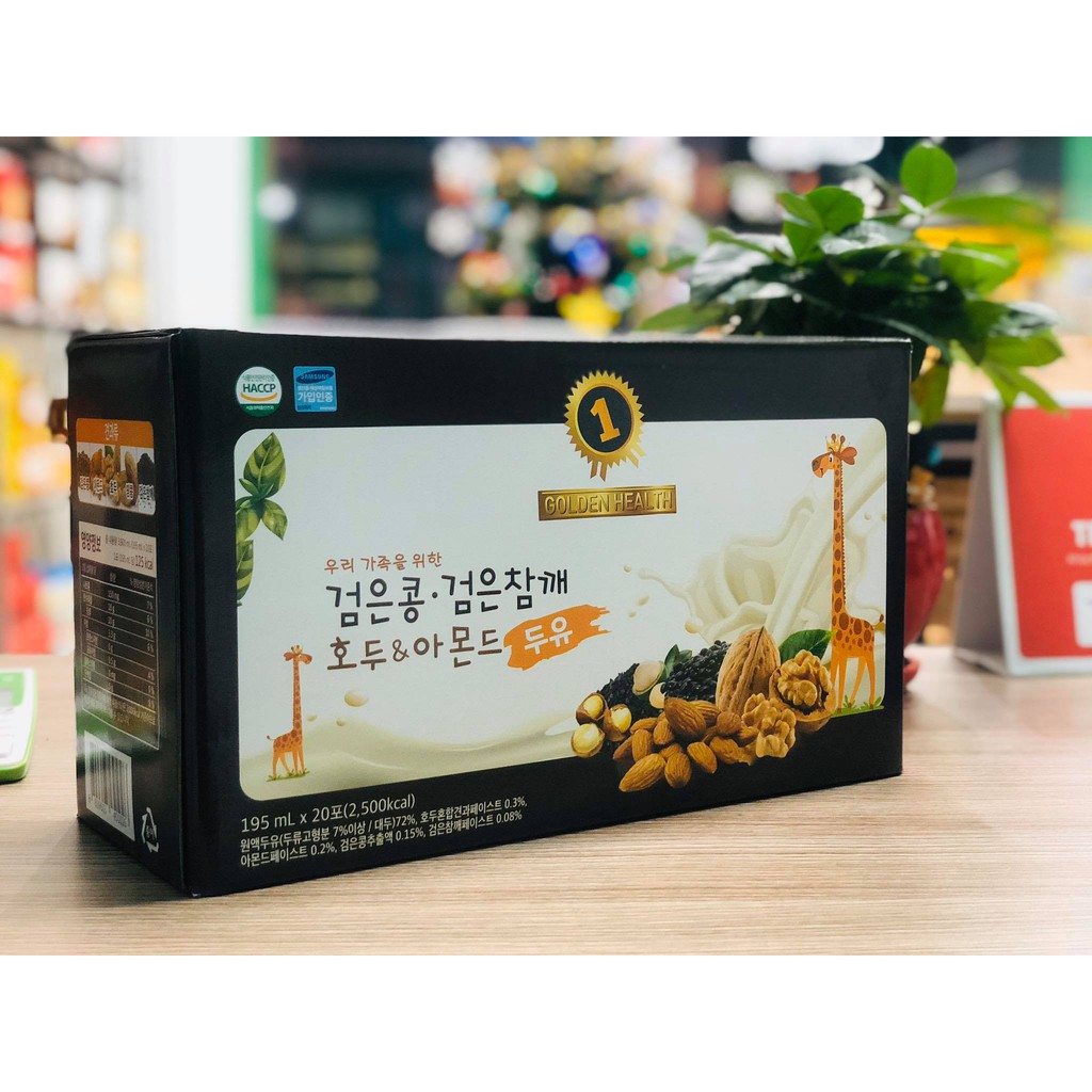 SỮA ÓC CHÓ HẠNH NHÂN ĐẬU ĐEN HÀN QUỐC 20 TÚI 195ML SAHMYOOK FOODS