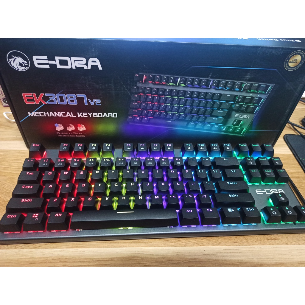 Phím cơ Edra EK3087 v2  Rainbow Led/ EK3087 Red Led chính hãng