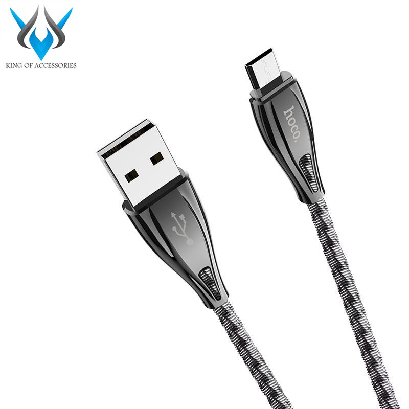 Cáp sạc nhanh và truyền dữ liệu Hoco U56 Metal armor cổng microUS, hỗ trợ QC3.0, điện áp 2.4A max, dài 1.2M - Chính hãng