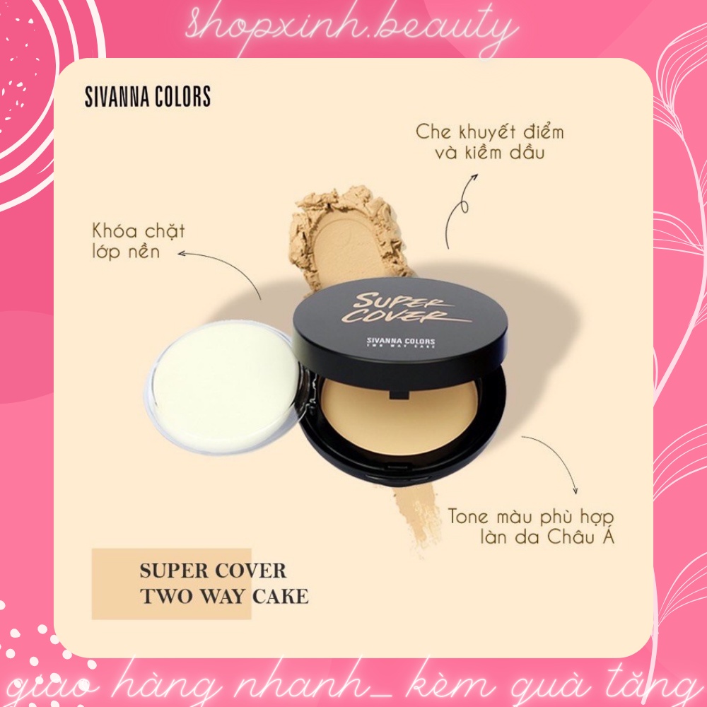 Phấn nền Sivanna Che Phủ Kháng nước Super Cover Two Way Case bản dupe loreal 24h fresh wear Thái Lan
